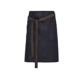   PR135 farmer rövid kötény tartós viaszolt hatású felülettel Premier, Indigo/Brown Denim-U
