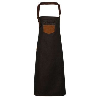   PR136 vízlepergető felületü hosszú farmer kötény Premier, Black/Tan Denim-U