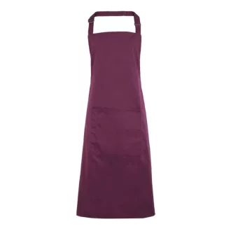   PR154 COLOURS nagy zsebes hosszú kötény saját anyagú pántokkal Premier, Aubergine-U