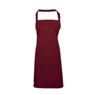   PR154 COLOURS nagy zsebes hosszú kötény saját anyagú pántokkal Premier, Burgundy-U