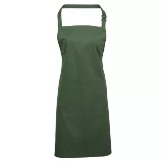   PR154 COLOURS nagy zsebes hosszú kötény saját anyagú pántokkal Premier, Moss Green-U