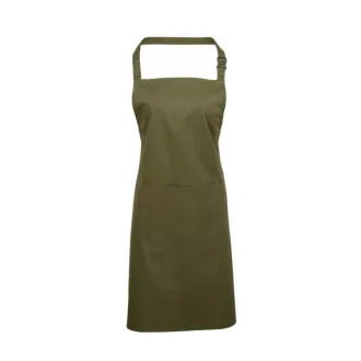   PR154 COLOURS nagy zsebes hosszú kötény saját anyagú pántokkal Premier, Olive-U