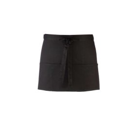  PR155 COLOURS rövid pultos kötény három tabletbarát zsebbel Premier, Black-U