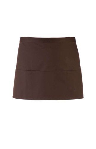 PR155 COLOURS rövid pultos kötény három tabletbarát zsebbel Premier, Brown-U