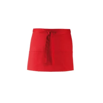   PR155 COLOURS rövid pultos kötény három tabletbarát zsebbel Premier, Red-U