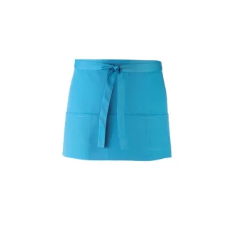   PR155 COLOURS rövid pultos kötény három tabletbarát zsebbel Premier, Turquoise-U