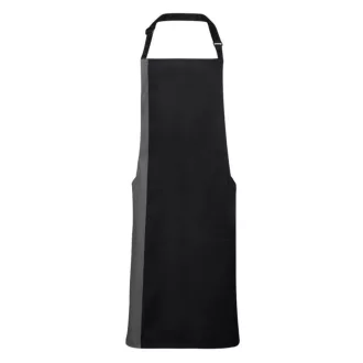   PR162 COLOURS nyakas félhosszú kötény kontrasztos hosszanti betéttel Premier, Black/Dark Grey-U
