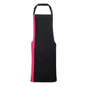   PR162 COLOURS nyakas félhosszú kötény kontrasztos hosszanti betéttel Premier, Black/Hot Pink-U
