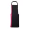 PR162 COLOURS nyakas félhosszú kötény kontrasztos hosszanti betéttel Premier, Black/Hot Pink-U