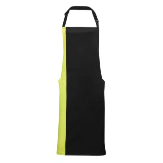   PR162 COLOURS nyakas félhosszú kötény kontrasztos hosszanti betéttel Premier, Black/Lime-U