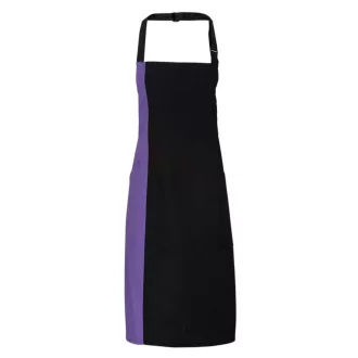   PR162 COLOURS nyakas félhosszú kötény kontrasztos hosszanti betéttel Premier, Black/Purple-U