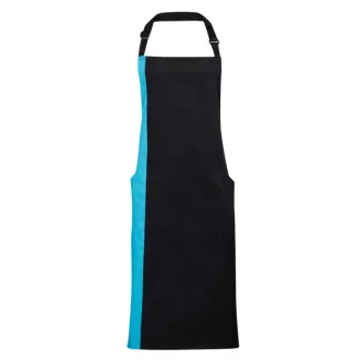   PR162 COLOURS nyakas félhosszú kötény kontrasztos hosszanti betéttel Premier, Black/Turquoise-U