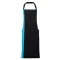PR162 COLOURS nyakas félhosszú kötény kontrasztos hosszanti betéttel Premier, Black/Turquoise-U