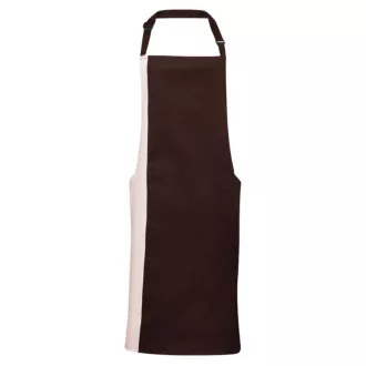   PR162 COLOURS nyakas félhosszú kötény kontrasztos hosszanti betéttel Premier, Brown/Natural-U