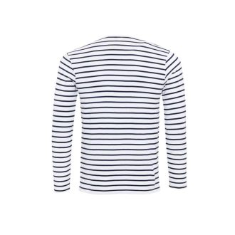   PR218 férfi gombos nyakú felgombolható hosszú ujjú sztreccspóló Premier, White/Navy-S