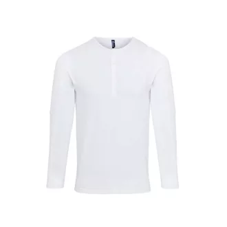   PR218 férfi gombos nyakú felgombolható hosszú ujjú sztreccspóló Premier, White-XS