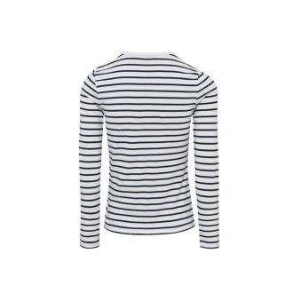   PR318 Női gombos nyakú felgombolható hosszú ujjú sztreccspóló Premier, White/Navy-XS