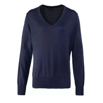   PR696 V-nyakú finom kötésű Női pulóver Premier, Navy-XS
