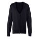 PR697 elől végig gombos V-nyakú finom kötésű Női kardigán Premier, Black-2XL