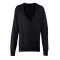 PR697 elől végig gombos V-nyakú finom kötésű Női kardigán Premier, Black-XL