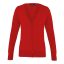 PR697 elől végig gombos V-nyakú finom kötésű Női kardigán Premier, Red-4XL