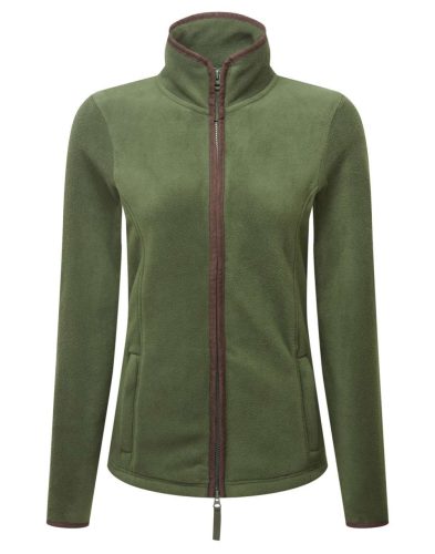 PR824 ARTISAN karcsusított cipzáras Női polár pulóver Premier, Moss Green/Brown-S