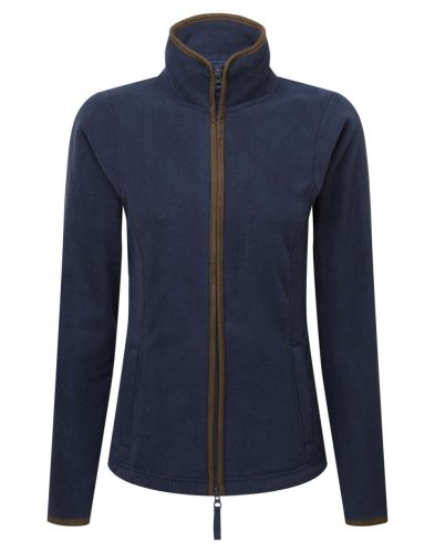 PR824 ARTISAN karcsusított cipzáras Női polár pulóver Premier, Navy/Brown-S