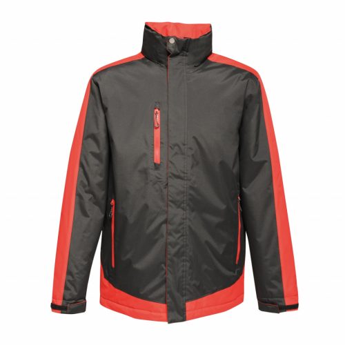 Regatta vízálló, szigetelt, rejtett kapucnis férfi kabát, RETRA312, Black/Classic Red-XS