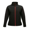 Regatta Női két rétegű, vízlepergető softshell dzseki, RETRA629, Black/Classic Red-S