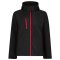 Regatta levehető kapucnis, 3 rétegű férfi softshell kabát, RETRA701, Black/Classic Red-L