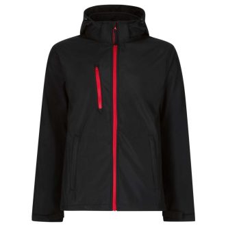   Regatta levehető kapucnis, 3 rétegű férfi softshell kabát, RETRA701, Black/Classic Red-S