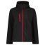 Regatta levehető kapucnis, 3 rétegű férfi softshell kabát, RETRA701, Black/Classic Red-S