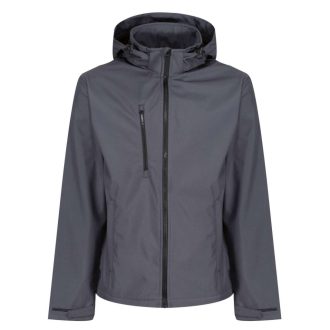   Regatta levehető kapucnis, 3 rétegű férfi softshell kabát, RETRA701, Seal Grey/Black-S