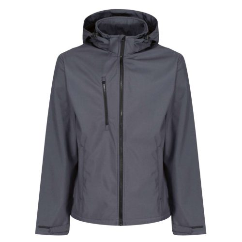 Regatta levehető kapucnis, 3 rétegű férfi softshell kabát, RETRA701, Seal Grey/Black-S