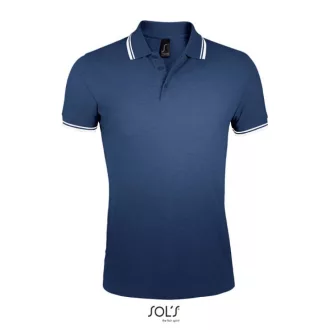   PASADENA férfi galléros póló kontrasztos csíkokkal, SOL'S SO00577, French Navy/White-S