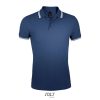 PASADENA férfi galléros póló kontrasztos csíkokkal, SOL'S SO00577, French Navy/White-XL
