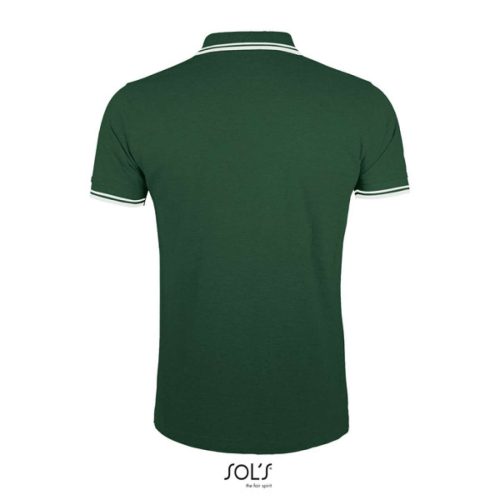 PASADENA férfi galléros póló kontrasztos csíkokkal, SOL'S SO00577, Forest Green/White-3XL