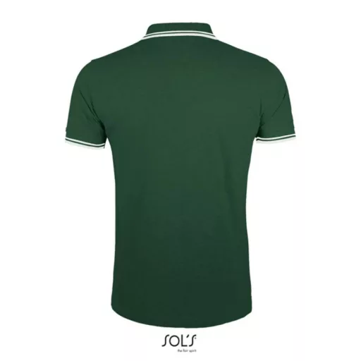 PASADENA férfi galléros póló kontrasztos csíkokkal, SOL'S SO00577, Forest Green/White-L