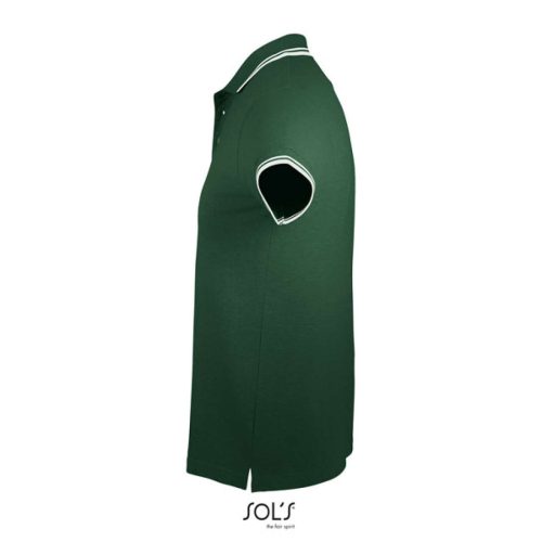 PASADENA férfi galléros póló kontrasztos csíkokkal, SOL'S SO00577, Forest Green/White-L