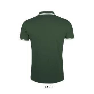   PASADENA férfi galléros póló kontrasztos csíkokkal, SOL'S SO00577, Forest Green/White-S