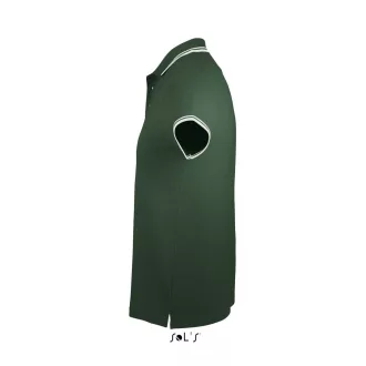  PASADENA férfi galléros póló kontrasztos csíkokkal, SOL'S SO00577, Forest Green/White-S