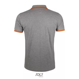   PASADENA férfi galléros póló kontrasztos csíkokkal, SOL'S SO00577, Grey Melange/Orange-S