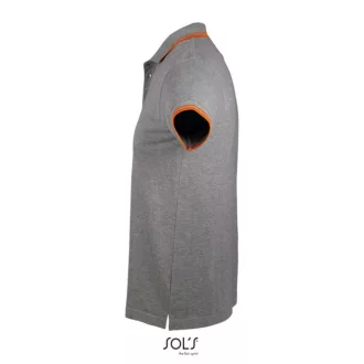   PASADENA férfi galléros póló kontrasztos csíkokkal, SOL'S SO00577, Grey Melange/Orange-S