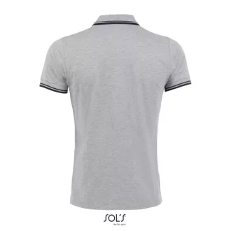   PASADENA férfi galléros póló kontrasztos csíkokkal, SOL'S SO00577, Grey/Navy-S