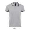 PASADENA férfi galléros póló kontrasztos csíkokkal, SOL'S SO00577, Grey/Navy-XL