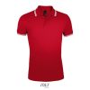 PASADENA férfi galléros póló kontrasztos csíkokkal, SOL'S SO00577, Red/White-L