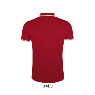   PASADENA férfi galléros póló kontrasztos csíkokkal, SOL'S SO00577, Red/White-S