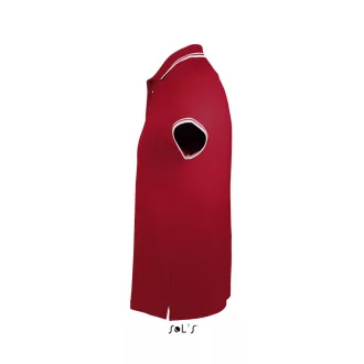   PASADENA férfi galléros póló kontrasztos csíkokkal, SOL'S SO00577, Red/White-S