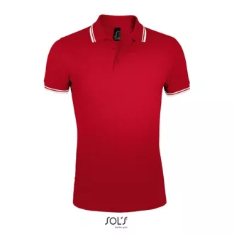   PASADENA férfi galléros póló kontrasztos csíkokkal, SOL'S SO00577, Red/White-S