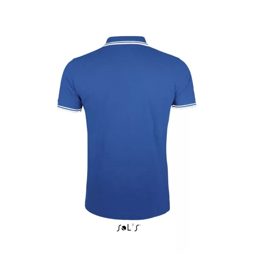 PASADENA férfi galléros póló kontrasztos csíkokkal, SOL'S SO00577, Royal Blue/White-3XL